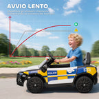 Electric Police Car for Kids with Remote Control, Horn and Built-in Music, 96x60x45 cm