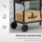 Outsunny Steel Barbecue with 2 Independent Grills, 2 Wheels, and Bottom Shelf | Black | 90cm x 45cm x 96cm