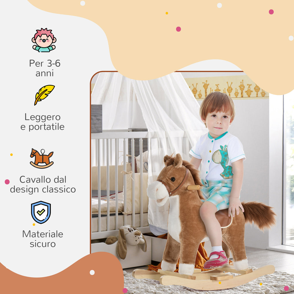 Rocking Horse Toy with Realistic Sounds for Babies 36-72 Months, Includes 2 AA Batteries, Brown
