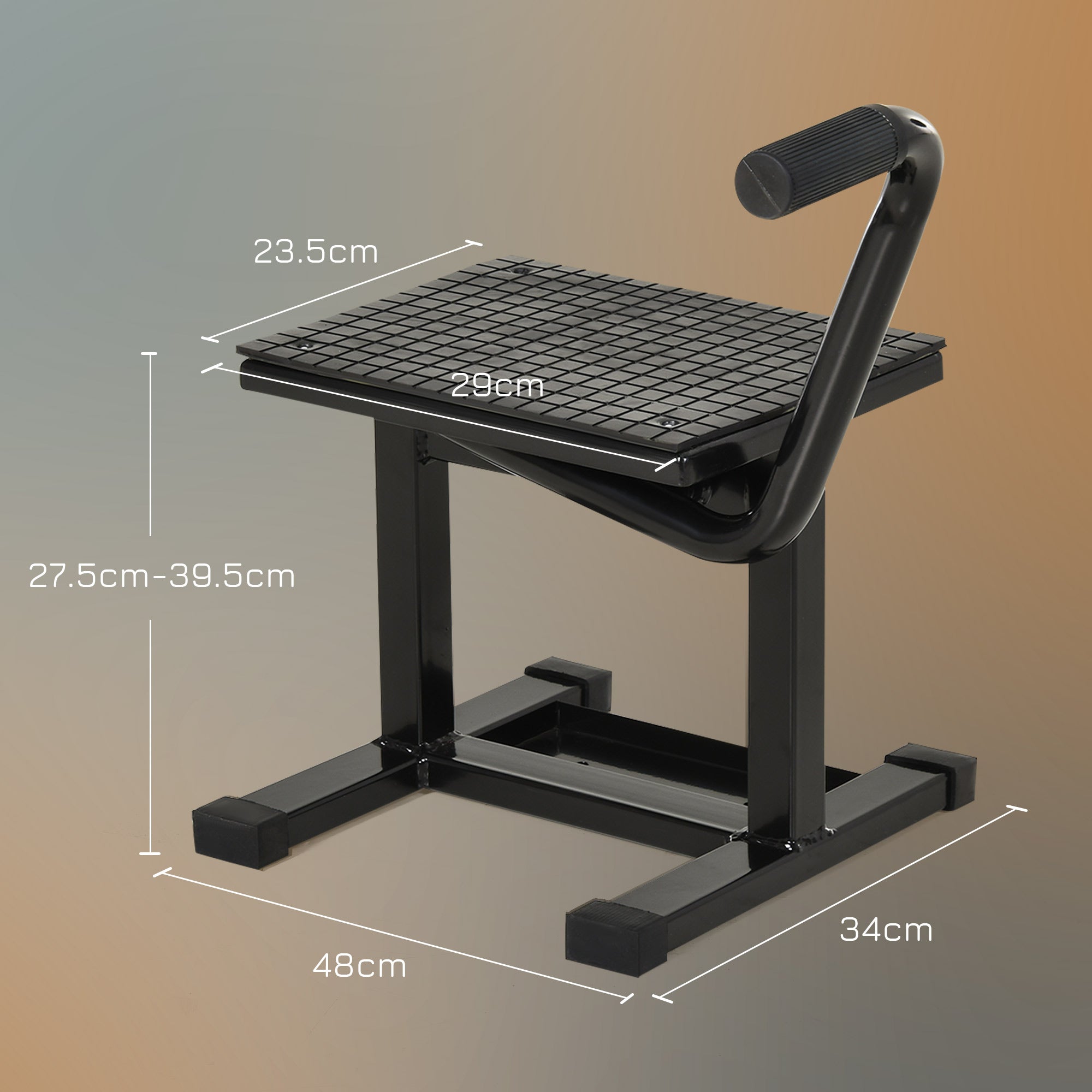 DURHAND Steel Motorbike Stand max 150kg with Rubber Surface and Crank, 48x34x43 cm, Black - Borgè