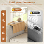 HOMCOM Bamboo Sofa Armrest Tray, Flexible Sofa Mat with Tray, Wood Color