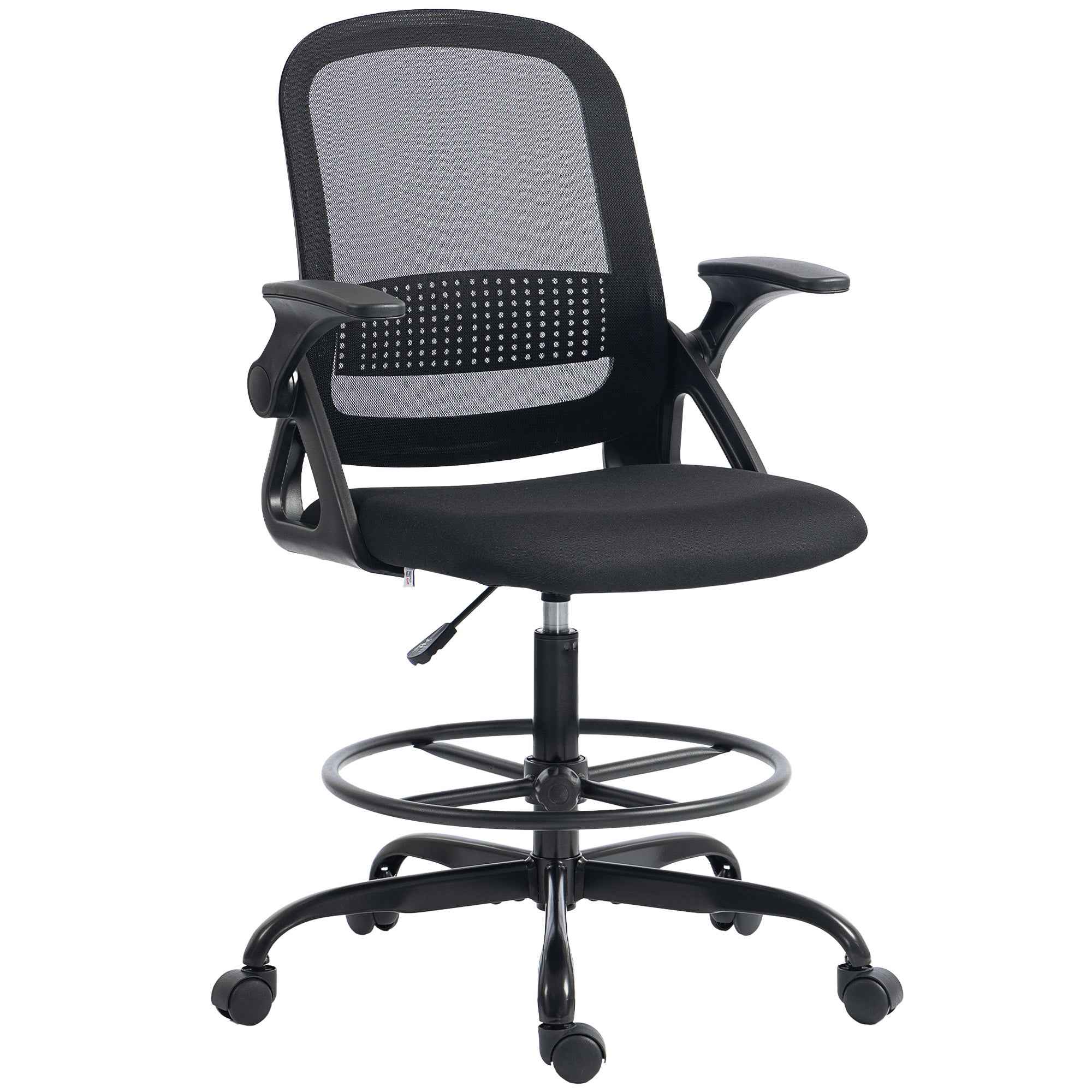 Ergonomic Office Chair with Lumbar Support and Footrest, Fabric and Steel, 58x63x105-126 cm, Black