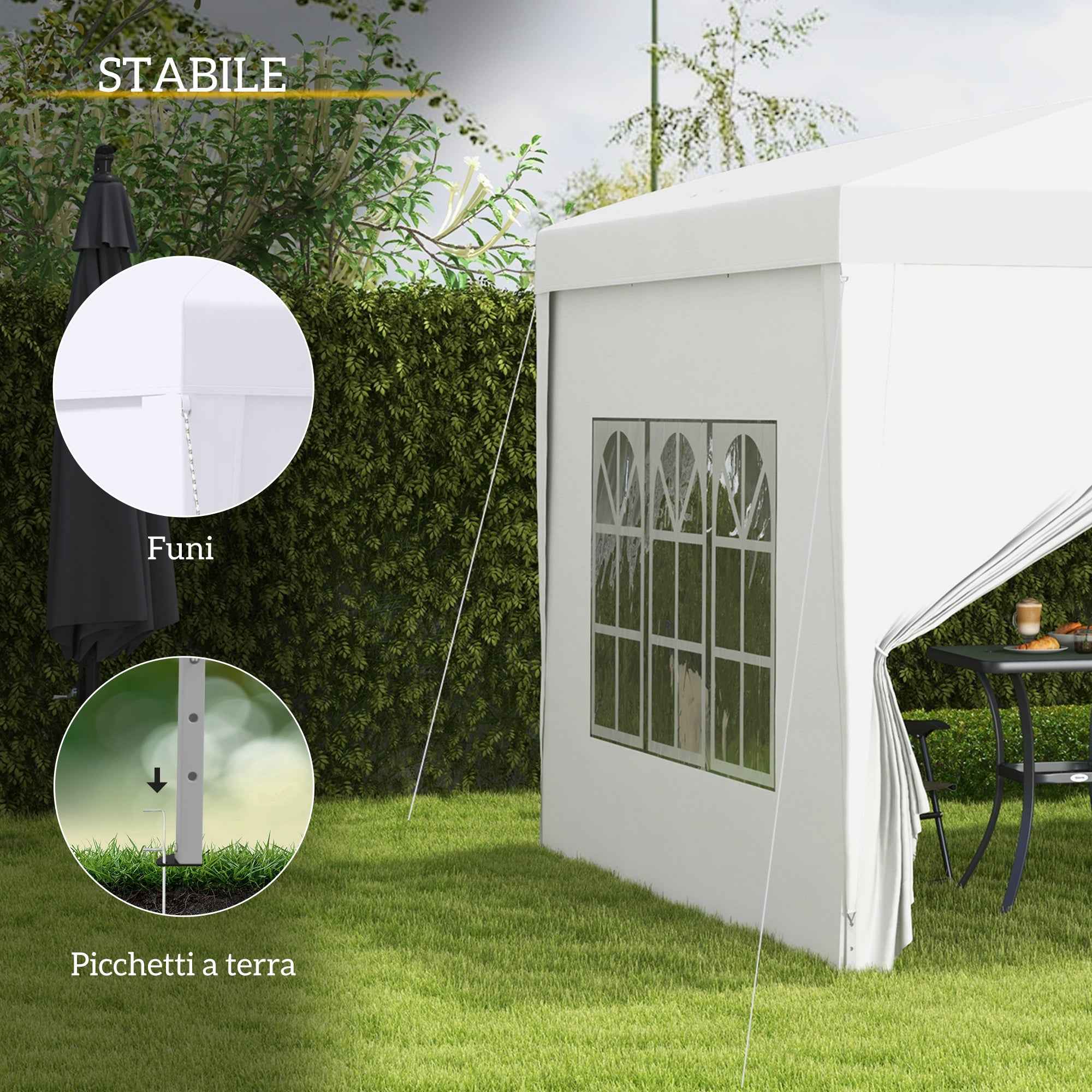 Outsunny 3x3m Folding and Waterproof Gazebo with Side Panels, Steel and Oxford Fabric, White
