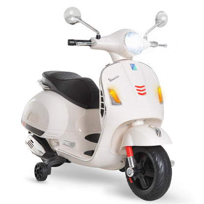 Electric Motorcycle for Children, Vespa Design, 6V Battery with Sounds and Lights, Age 3-6 Years, White