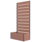 Outdoor Planter with Slatted Espalier for Climbing Plants, 72x38x150cm, Light Brown - Borgè