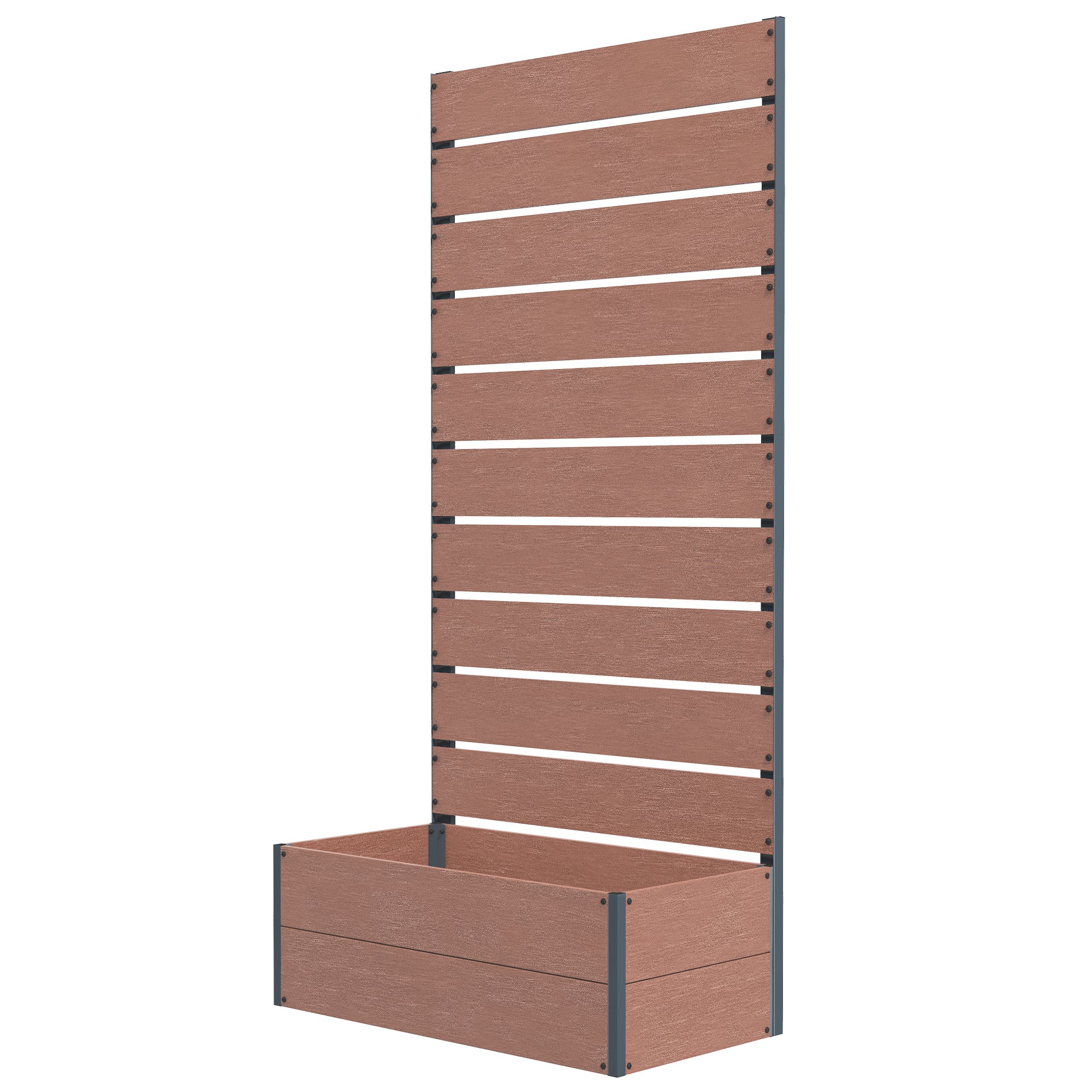 Outdoor Planter with Slatted Espalier for Climbing Plants, 72x38x150cm, Light Brown - Borgè