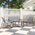 Outsunny 4-Piece Outdoor Set with Coffee Table, 2-Seater Bench and 2 Chairs, in Metal and Light Grey Texteline