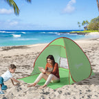 Pop Up Beach Tent with UV 30+ Protection and Transport Bag, 200x150x119 cm, Green