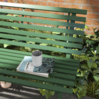2 Seater Aluminum Slatted Outdoor Bench, 123x67x79cm, Green