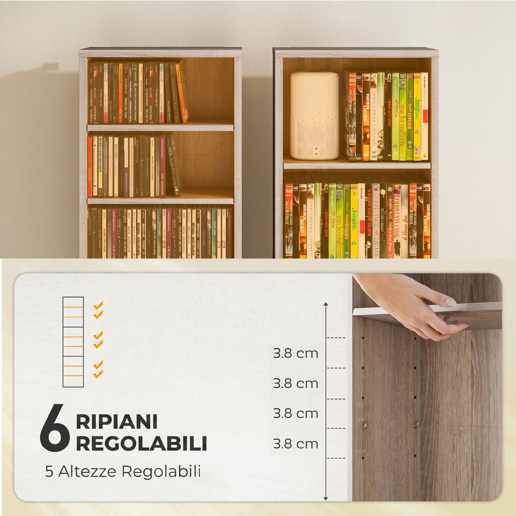 HOMCOM CD Storage Rack with 6 Adjustable Shelves, 260 CDs/120 DVDs Capacity, 33x24x140 cm, Wood Color