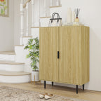 Space-Saving Shoe Rack for 15 Pairs of Shoes with 4 Adjustable Shelves, 80x38x110cm, Oak