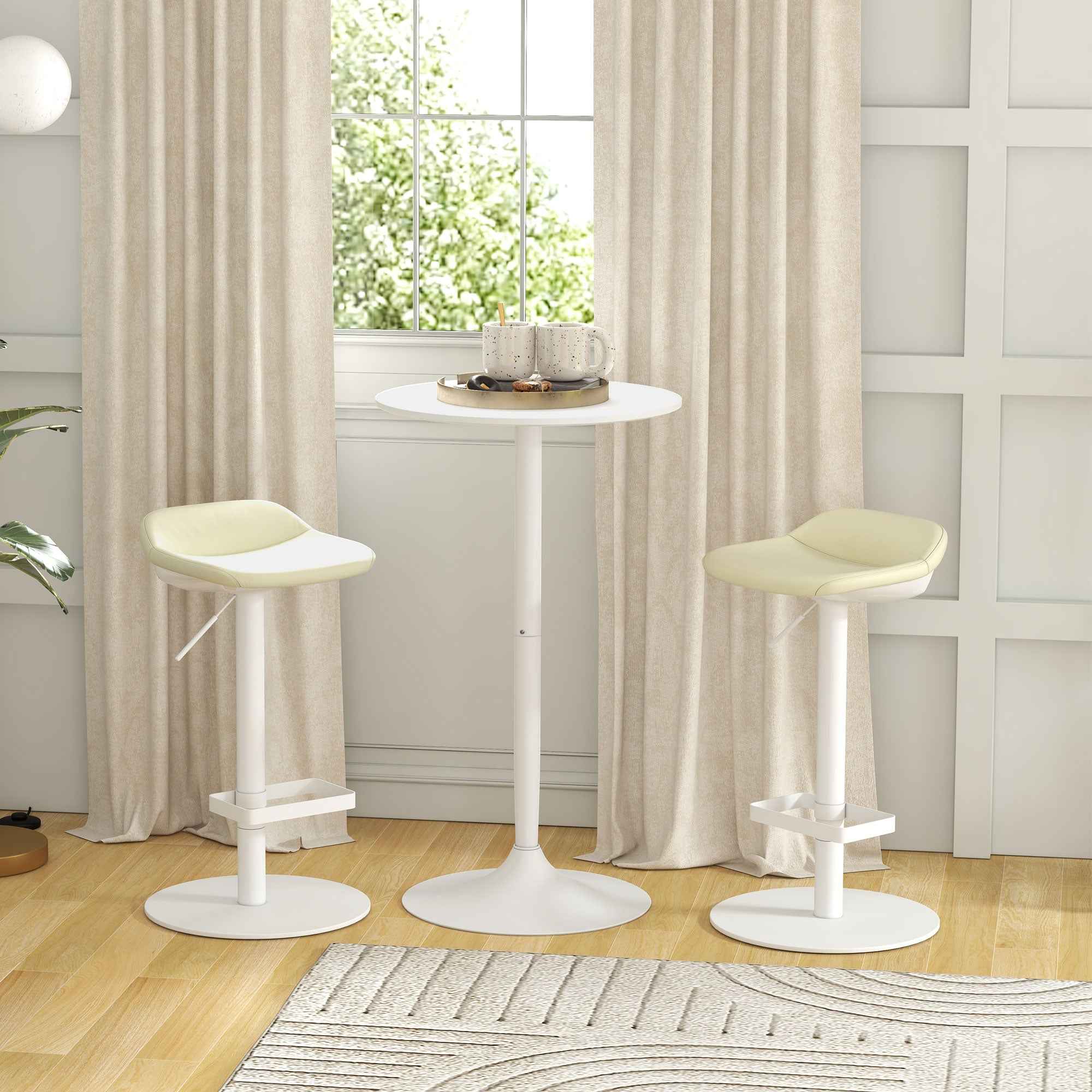 HOMCOM Round Kitchen Island Bar Table, Space-Saving, Ø60x102 cm, White