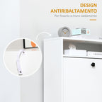 Shoe Rack with 3 Tilt Compartments (18 Pairs of Shoes) and 1 Storage Shelf, White Chipboard, 60 x 24 x 132 cm