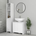 Bathroom Vanity Unit with 2 Decorated Doors and U-Cut for Pipes, 60x30x60cm, White