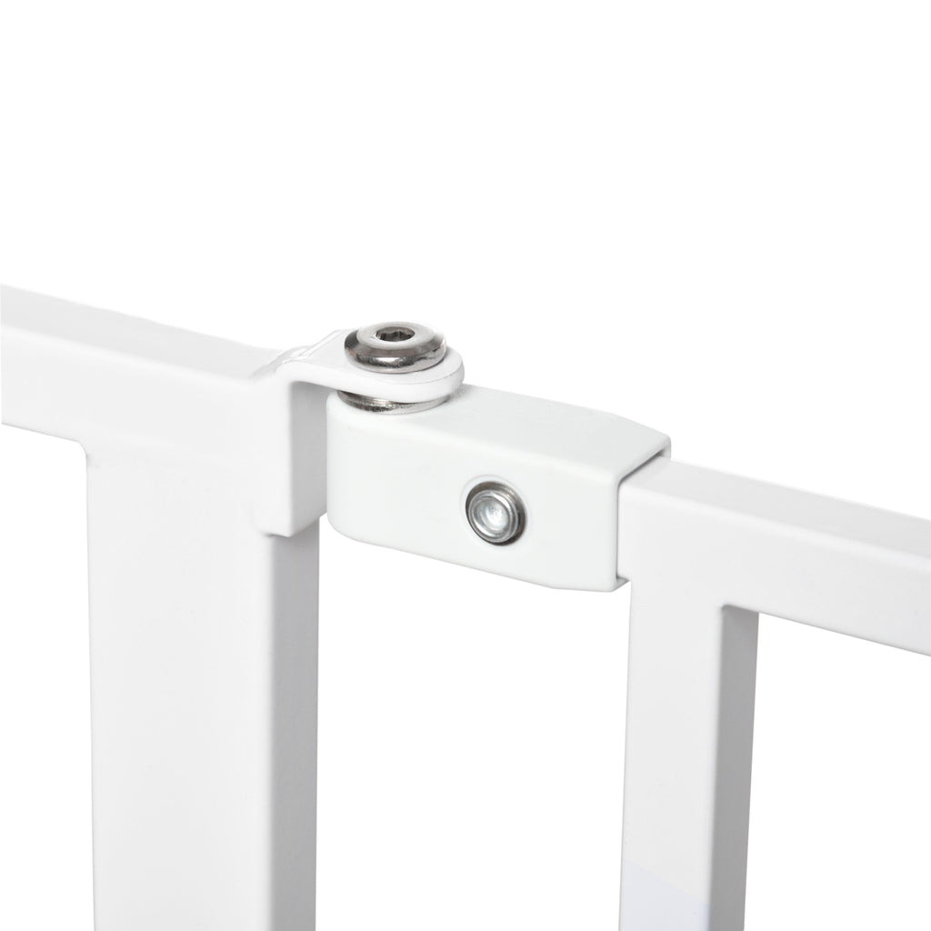 Adjustable Width Dog Gate with Double Lock, Steel and ABS, 76x75-95 cm, White