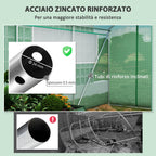 unnel Greenhouse with 3 Roller Doors and 6 Windows, in Galvanized Steel and PE, 6x3x2 m, Green