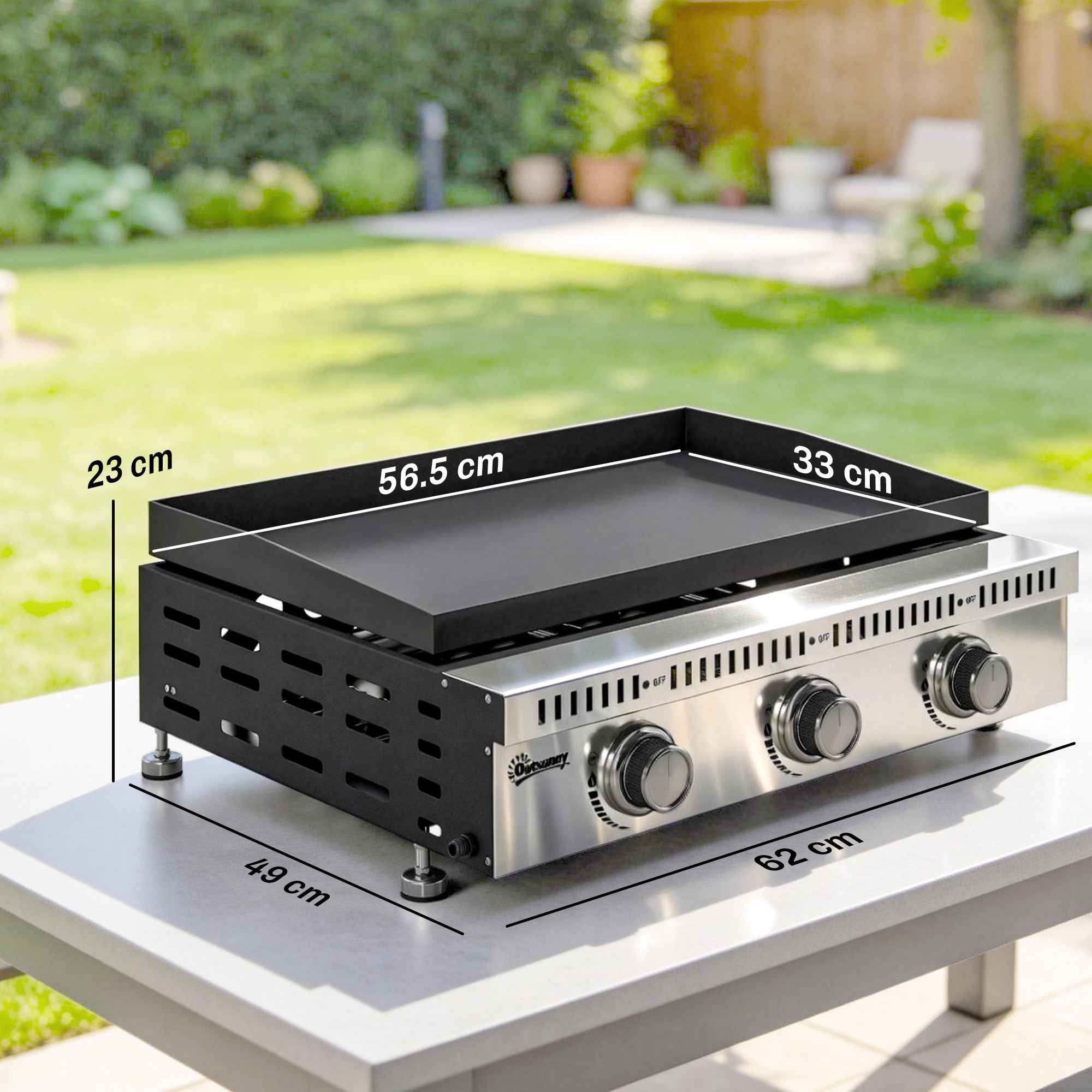 Outsunny Portable Tabletop Gas Grill with Grease Tray, Black