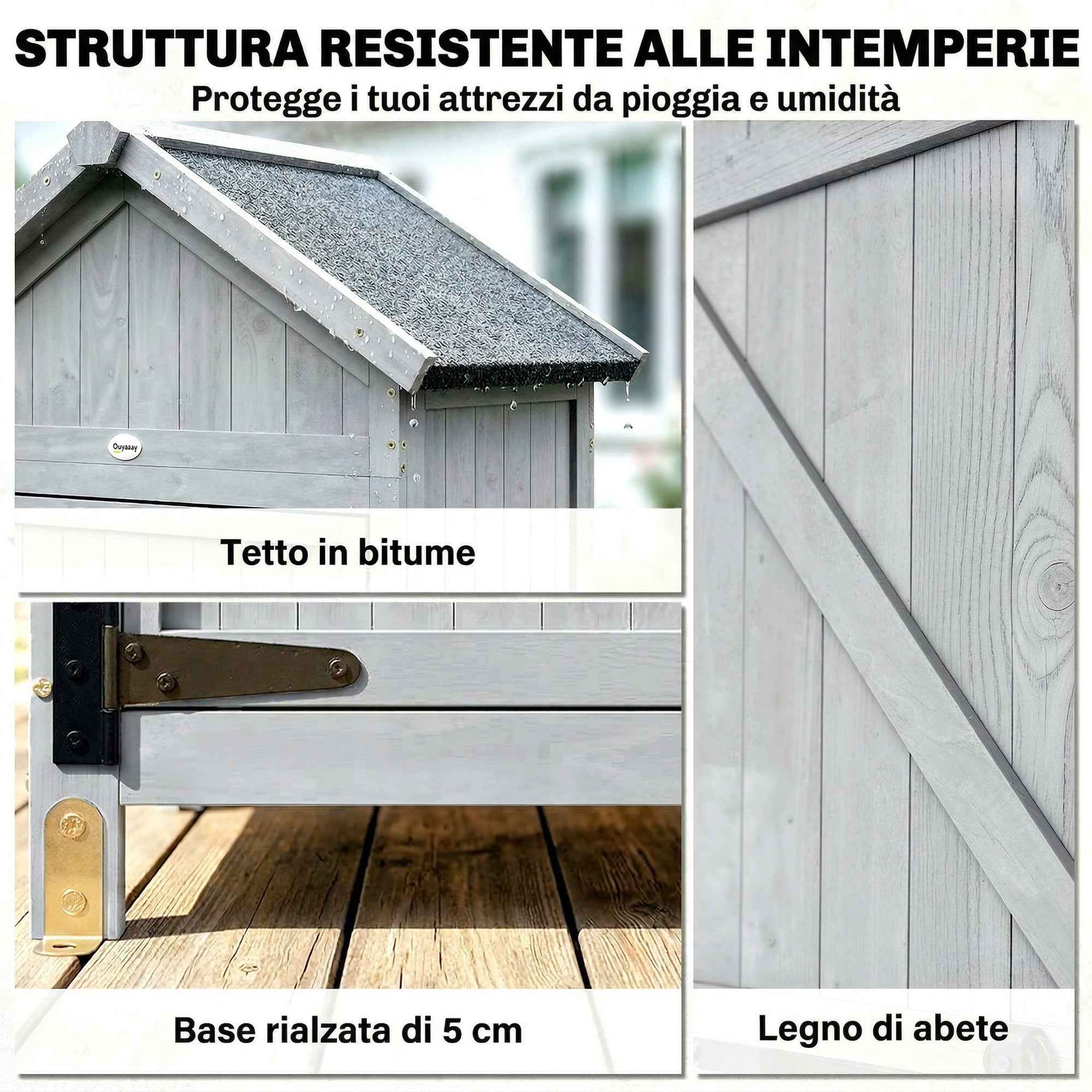 Outsunny Wooden Shed, 77x52.5x178cm, Wardrobe with Folding Workbench