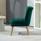 Velvet Lounge Chair with Padded and Quilted Seat with Buttons, 60x66x79 cm, Green