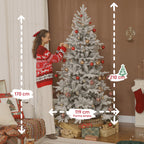 210cm Tall Snow-Covered Christmas Tree with Realistic Branches and Foldable Metal Base