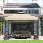 Garden Gazebo Cover 3x3m, 2-Tier UPF30+ Replacement Roof in Polyester, Cream