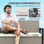 2 Seater Garden Bench with 151.5L Rattan Storage Chest with Backrest, Armrests and Cushion, Cream