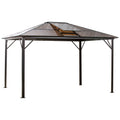 3.6x3m Garden Gazebo with Opening Polycarbonate Roof and Aluminum Frame