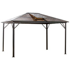 3.6x3m Garden Gazebo with Opening Polycarbonate Roof and Aluminum Frame