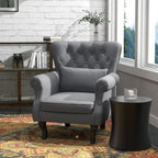 Homcom Vintage Living Room Armchair In Fabric With Lumbar Cushion and Padding, Dark Gray - Borgè