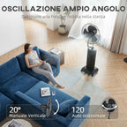 3-in-1 Oscillating Pedestal Fan with Water Mist, Remote Control, and 9-Hour Timer, 45 x 38 x 130 cm, Black