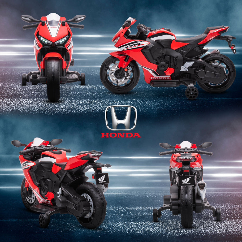 Honda Licensed Electric Motorcycle for Kids, 6V Rechargeable Battery, 3km/h Speed, Red