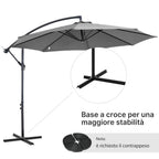 Outsunny 3x2.5 m Off-Center Outdoor Umbrella with Crank Handle, Steel Frame and Anti-UV Polyester, Grey