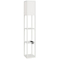 Floor Lamp with Shelves, Dimmable Light, Foot Switch and USB Ports, White