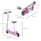 Folding Electric Scooter with Saddle, 2 Wheels and Adjustable Handlebar, Children 7-12 Years, 75x37x98cm, Pink