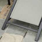 Outsunny Set of 2 Sun Loungers and Coffee Table with Glass Top, 59x169x66 cm, Grey