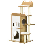 Cat Tree with Cat Scratching Post, 2 Cat Houses, Perches and Play Ball, 60x48x133 cm - Borge' Group Limited