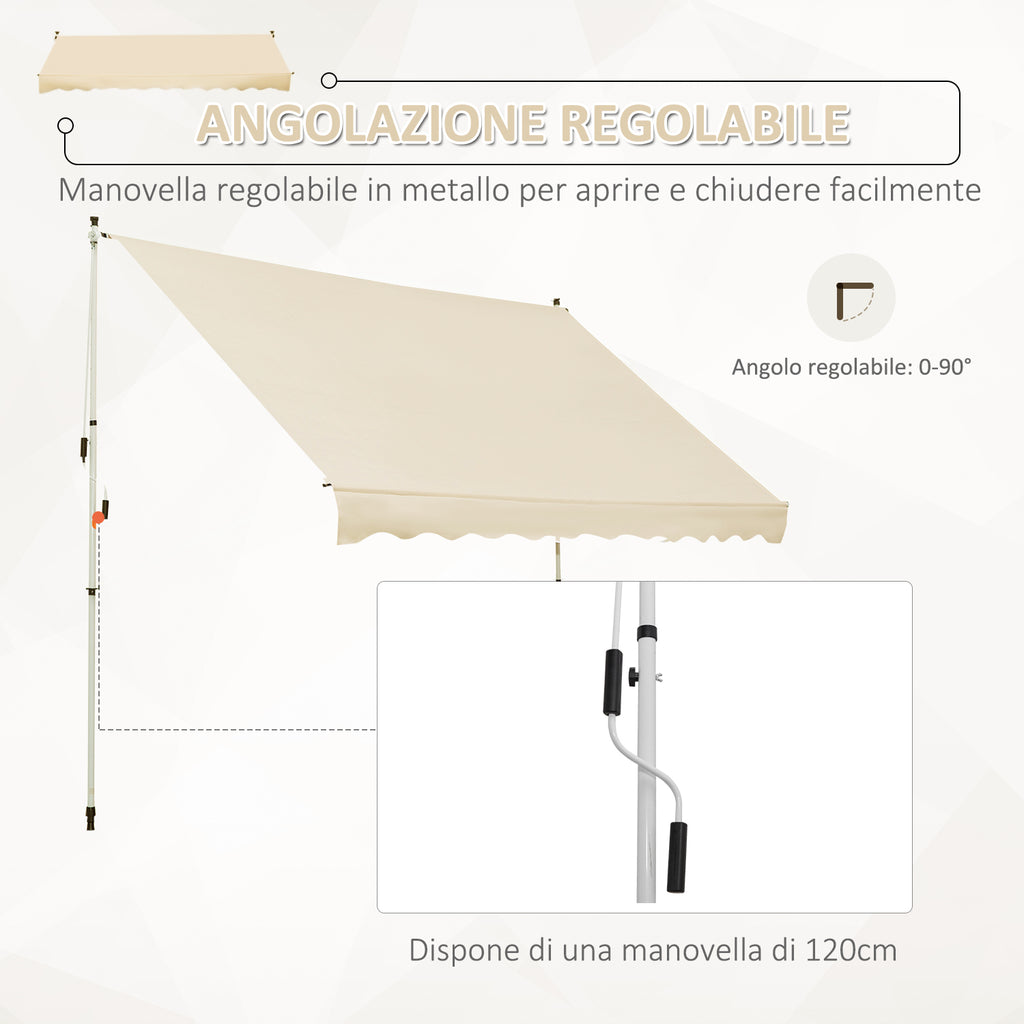 Outsunny 3x1.5m Arm Awning with Crank and Telescopic Structure, Beige