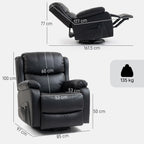Reclining Relaxing Chair with 8 Massage Points, Heating and Footrest, 87x97x100 cm, Black