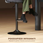 HOMCOM Set of 2 Breathable Linen-Effect Fabric and Metal Bar Stools with Footrest, 40.5x43x84-105 cm, Black