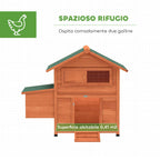 PawHut Wooden Chicken Coop with Nest, Waterproof Roof, Removable Tray, 2 Perches, Ramp, Window, for 2 Chickens, Ducks, Orange