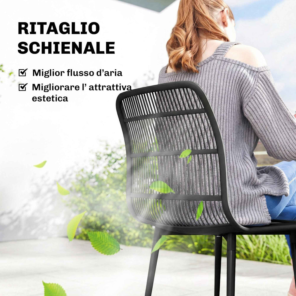 Outsunny Outdoor Dining Chairs Set of 4, Garden Chairs with Slatted Backrest, Black