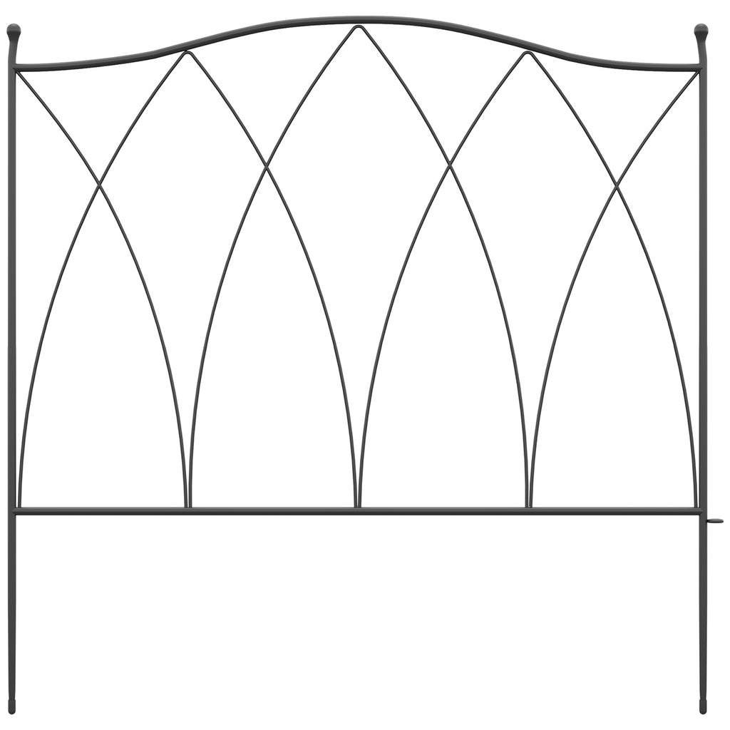 Outdoor 5-Panel Metal Fence with Laces, 305x62 cm, Black