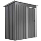 Outsunny Tool Shed with Sloped Roof and Sliding Door, Steel and PP, 163x89x182 cm, Light Grey