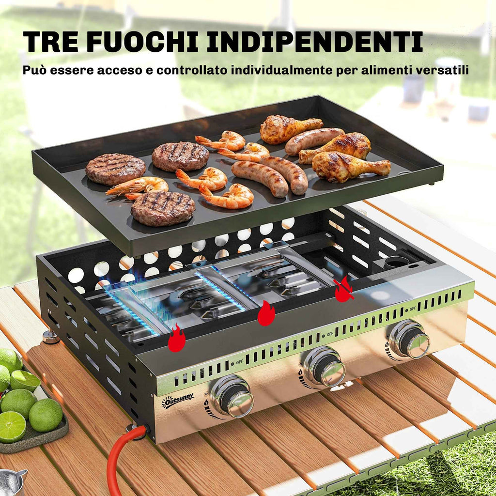 Outsunny Portable Tabletop Gas Grill with Grease Tray, Black