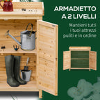 Outsunny outdoor cabinet with 2 fir wood shelves with raised design and 2 doors, 83x40x92 cm - Borgè