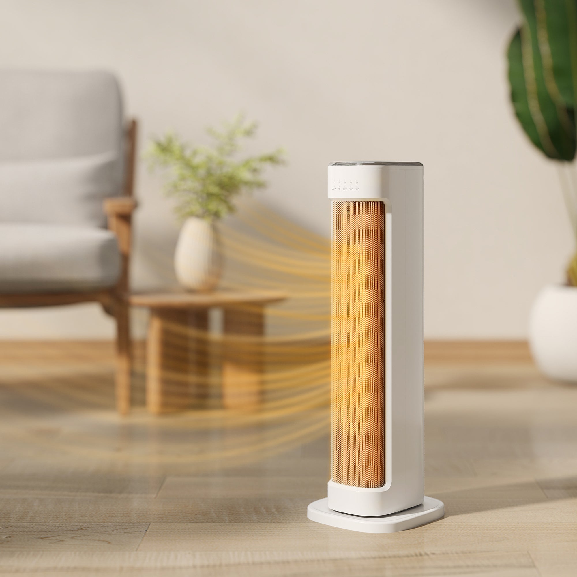 2000W Ceramic Fan Heater with 3 Adjustable Temperatures, 15-Hour Timer, Remote Control, White