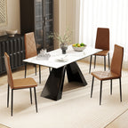 Set of 4 Modern High-Back Dining Chairs in Faux Leather and Steel, 41x50x97 cm, Brown