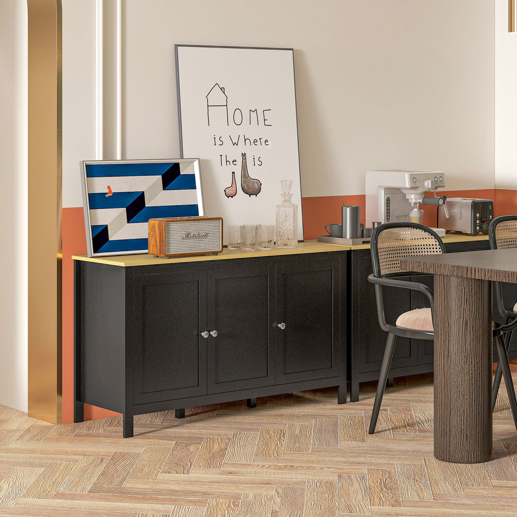 HOMCOM Storage Unit with 2 Cabinets and 2 Adjustable Shelves at 3 Heights, 120x40x70 cm, Black and Wood Color