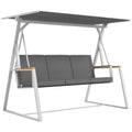 Outsunny 3-Seater Garden Swing with Tilting Canopy, Steel, 205x130x175 cm, Dark Grey