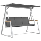 Outsunny 3-Seater Garden Swing with Tilting Canopy, Steel, 205x130x175 cm, Dark Grey